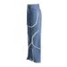 Women's Clothing Jeans Spring Ring Rhinestone Splicing Design Straight Trousers_mkmklike.com