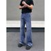 Vintage Washed Denim Jeans For Men – Distressed Paint Splatter Retro Straight Leg Pants (Blue, S-3XL, Relaxed Fit)_mkmklike.com