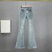 Women's Clothing Women's Slim Fit Flared Jeans High Waist Stretch Rhinestone Extended Pants Trendy Fashion Slimming Style_mkmklike.com