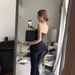 Deadly V Waist Fixed Hip Enhancing Flared Jeans Blue Black for Women Pear Shaped Figures Perfect Waist to Hip Ratio_mkmklike.com