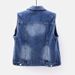 K Cowboy Vest Women's Short Style New Ripped Nail Bead Sleeveless Jacket Versatile Slim Fit Top_mkmklike.com