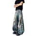 Men's Vintage Hip Hop Chain Print Denim Pants High Street Punk Wide-Leg Jeans For Urban Streetwear_mkmklike.com