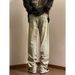 Nordmann Style Washed Vintage Zipper Jeans For Men Spring Autumn Straight Loose European American High Street Vibe Long Pants_mkmklike.com