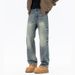 New Men's Jeans Loose Straight Harlan Retro Double Craft Washed Youth Large Size Trendy Brand Enlarged Fit Ten Miles Cocoa Rice Knowable Clothes_mkmklike.com