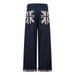 American Street Style Printed Jeans For Men, Niche Design, Color Block, Rolled Hem, Loose Wide-Leg Straight Casual Pants_mkmklike.com