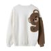 Men's Clothing Factory direct sales men's autumn and winter long sleeved lamb wool embroidery flocking cute little bear loose lazy style sweater men_mkmklike.com