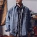 Men's Vintage Washed Denim Jacket Retro Workwear Coat With Relaxed Fit For Casual Wear_mkmklike.com