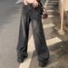 American-style Fashion Gray Niche Washed Wide-leg Jeans For Women 2026, Casual, Relaxed, Loose, Slimming, Trendy Long_mkmklike.com