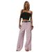 Women's Polka Dot Print Denim Trousers, Loose Fit Mid Rise Straight Leg Non-Stretch Jeans, Casual Comfort Daily Pants_mkmklike.com