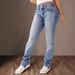 Women's Clothing Women's Mid-Rise Straight Leg Jeans - Double Button Classic Denim Pants_mkmklike.com