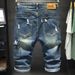 Summer New Cropped Pants Men's Street Retro Ripped Jeans Men's 7-point Elastic Thin Jeans Men's Large Size_mkmklike.com