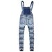 Men's Distressed Overalls - Vintage Washed Denim Bib Overalls With Adjustable Straps & Ripped Details (S-Xxxl, Slim Fit, Retro Streetwear)_mkmklike.com