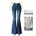 High-Waisted Stretchy Flared Jeans Korean Style with Double Buttons 0.8 Cm Hip Enhancing Padding Butt Lifting Effect Women's Denim_mkmklike.com