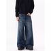 Men's American Retro Washed Denim Jeans Casual Loose Fitting Wide Leg Straight Leg Slightly Flared Style_mkmklike.com