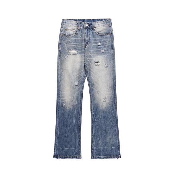Men's High Street Ripped Cargo Jeans Spring/Summer Trendy Brand Cool Straight Leg Casual Pants mid Waist Long Non-Stretch_mkmklike.com