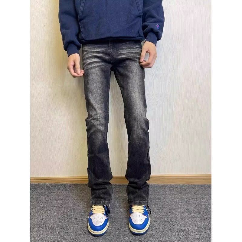 Retro Flared Jeans For Men Loose Straight Leg Trousers High Waist Spring Autumn Trendy High Street Style_mkmklike.com