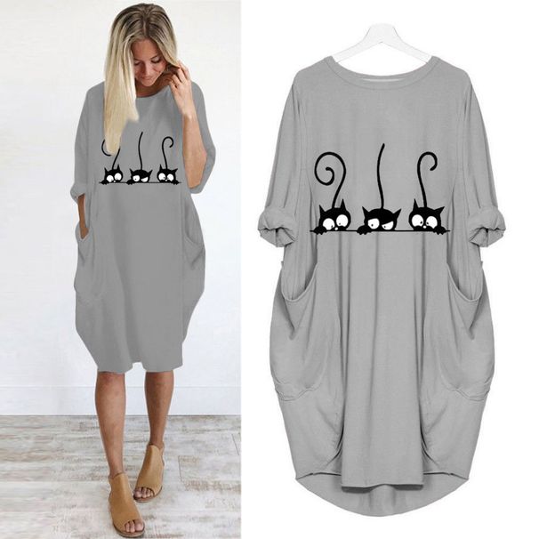 Women's loose print casual pregnant women plus-size dress_mkmklike.com