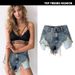 Women's Clothing Women's Slim High Waist Worn Irregular Leaky Pockets Tassel Snowflake Nostalgic Denim Shorts_mkmklike.com
