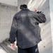 Black Denim Jacket Men's Autumn Loose Denim Jacket Casual Denim Jacket_mkmklike.com