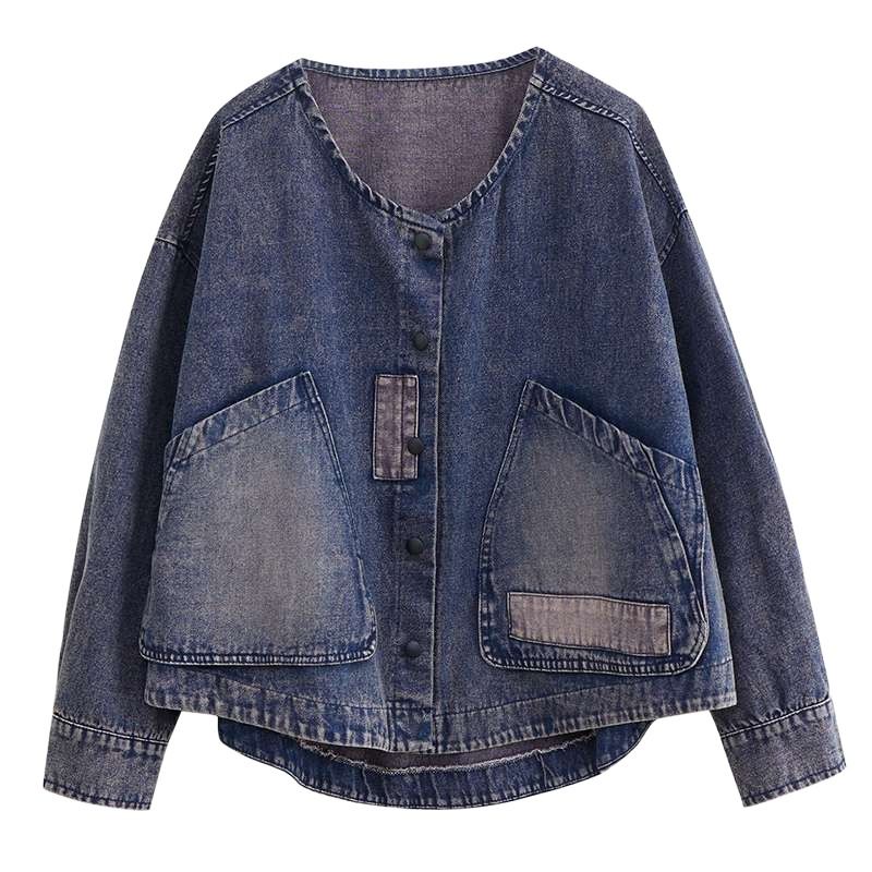 K Cowboy Jacket Long Sleeved Dark Retro Loose Short Casual Patchwork Women's Clothing_mkmklike.com