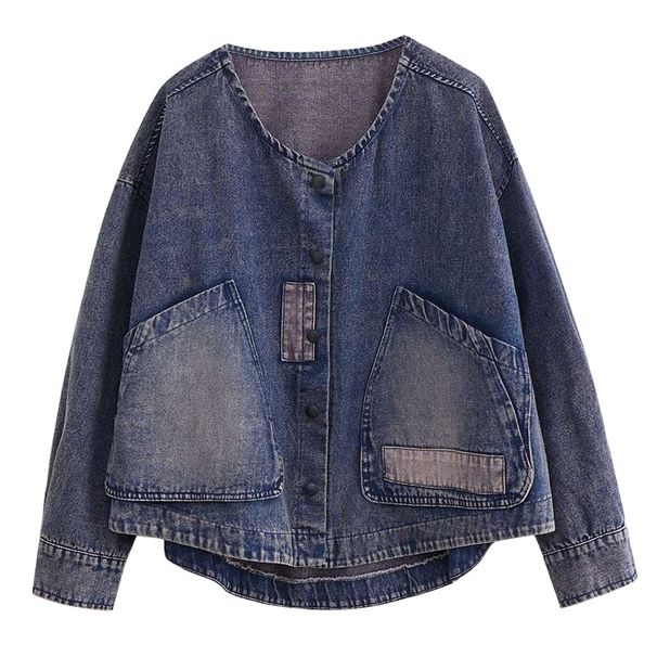 K Cowboy Jacket Long Sleeved Dark Retro Loose Short Casual Patchwork Women's Clothing_mkmklike.com