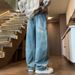 Scimitar Washed Jeans For Men Spring And Autumn High Street Youth Trendy Brand American Wide-Leg Loose Straight Pants_mkmklike.com