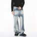 Men's Clothing Niche High Street Vibe Heavy Ink Splashing White Personality Raw Edge Distressed Jeans_mkmklike.com