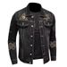 Men’s Distressed Denim Jacket – Vintage Black Embroidered Oversized Coat (M-4XL) – Retro Streetwear For Fall & Winter_mkmklike.com