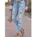 Women's Distressed Skinny Jeans – Mid-Rise Cotton Stretch Denim With Ripped Details (S-2XL, Light Wash)_mkmklike.com