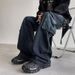 Men's Clothing Straight Leg Street Style Distressed Straight-Leg Cargo Jeans With Multiple Pockets – Loose Fit Streetwear Style For Autumn & Spring_mkmklike.com