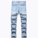 Men's Trendy Ripped Jeans Washed Street Style Cool Trousers European American Foreign Trade Factory Direct Sales Dropshipping_mkmklike.com