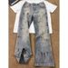 Men's Clothing Men's Street Style Cleanfit Loose Long Pants Versatile Jeans Washed Distressed Splatter Paint_mkmklike.com