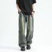 Men's Wide Leg Straight Jeans - Relaxed Fit High Street Denim Pants For Casual & Workwear (Retro Blue, Black, Teal)_mkmklike.com
