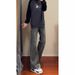 Men's Washed Black Patchwork Slimming Jeans American High Street Style Trendy Cool Slightly Flared Jeans_mkmklike.com