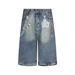 Men's Clothing Retro Seven Point Wide Leg Jeans Summer New Straight High Waist Loose Street Style Mid Length Pants_mkmklike.com