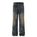 Men's Clothing High Street Vibe Distressed Blue Flared Jeans Men's Cool Slim Fit Pants_mkmklike.com