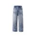 Vintage Washed Straight Leg Denim Pants For Men - Classic Relaxed Fit Jeans With Distressed Details For Casual Streetwear_mkmklike.com