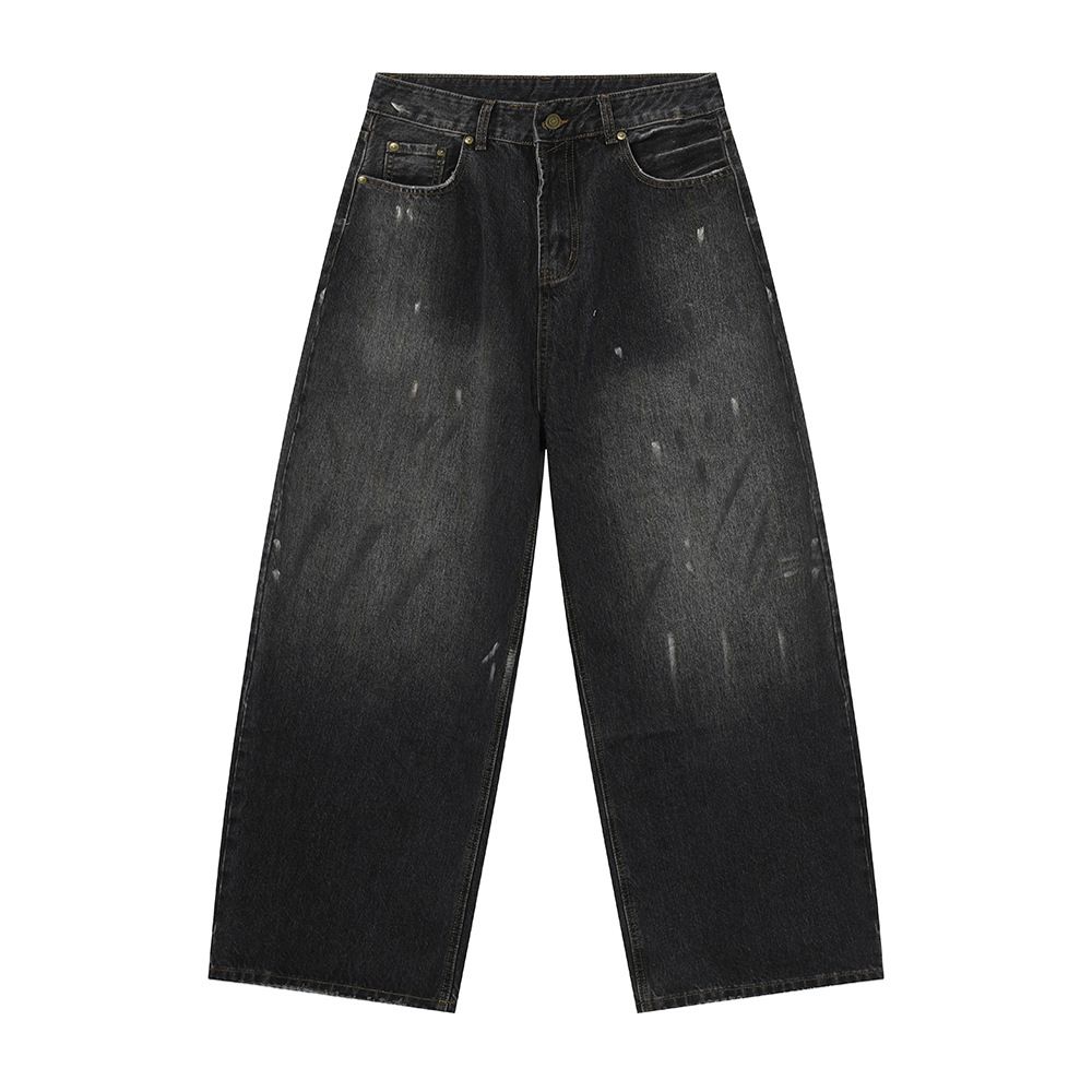 MTLCLOTHES Men's Graffiti Print Jeans - Loose Fit Streetwear Denim Pants With Artistic Splatter Design, Comfortable & Stylish For Casual Wear_mkmklike.com