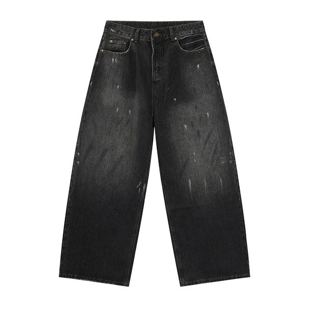 MTLCLOTHES Men's Graffiti Print Jeans - Loose Fit Streetwear Denim Pants With Artistic Splatter Design, Comfortable & Stylish For Casual Wear_mkmklike.com