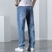 Men's Clothing Summer jeans men's summer style versatile casual loose straight jeans men's_mkmklike.com