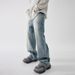Men's Clothing & Archer0603 & Autumn/Winter American Retro High Street Distressed Washed Flared Jeans Men's Loose Whiskered Wide Leg Pants_mkmklike.com