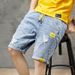 Men's Clothing Summer Denim Shorts Men's Outer Wear Five Point Trendy Ripped Elastic Waist Trendy Brand Ins Loose Men's Five Point Mid Length Pants_mkmklike.com