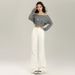 Women's White Flared Jeans That Don't Cling To The Legs, 2026 Spring New Style, Solid Color, Versatile, Simple,_mkmklike.com