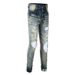New American Ripped Jeans Men's Slim-fit Elastic Graffiti Men's Jeans European And American Fashion Patch Men's Pants_mkmklike.com