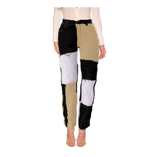 Women's Clothing Beggar Patchwork Fashion Denim High Elastic Women's Jeans_mkmklike.com