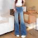 High-waisted Slim Straight-leg Jeans For Women, 2026 Summer, With Contrasting Color Design, Loose Fit, Slimming Wide-leg_mkmklike.com