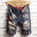 plus Size Trendy Ripped Denim Shorts For Men Loose Fitting Unique Distressed Style Five Point Mid Length_mkmklike.com