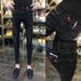 Men's Slim Fit Vintage Jeans – Distressed Blue & Black With Red Button Details | Korean Streetwear Skinny Denim Pants_mkmklike.com