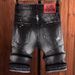 Men's Clothing Fashion Ripped Patch Denim Shorts Men's Paint Graffiti Five Point Trendy Personality Youth Shorts_mkmklike.com