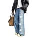 Men's Star Print Jeans - Relaxed Straight Leg Denim Pants With Washed Finish For Casual Wear_mkmklike.com